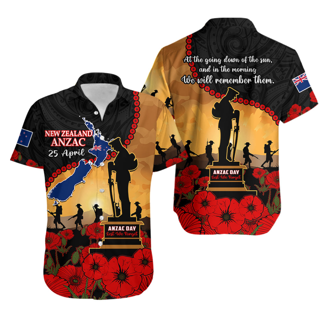 New Zealand Anzac Hawaiian Shirt Maori Camouflage Mix Poppies We Will Remember Them