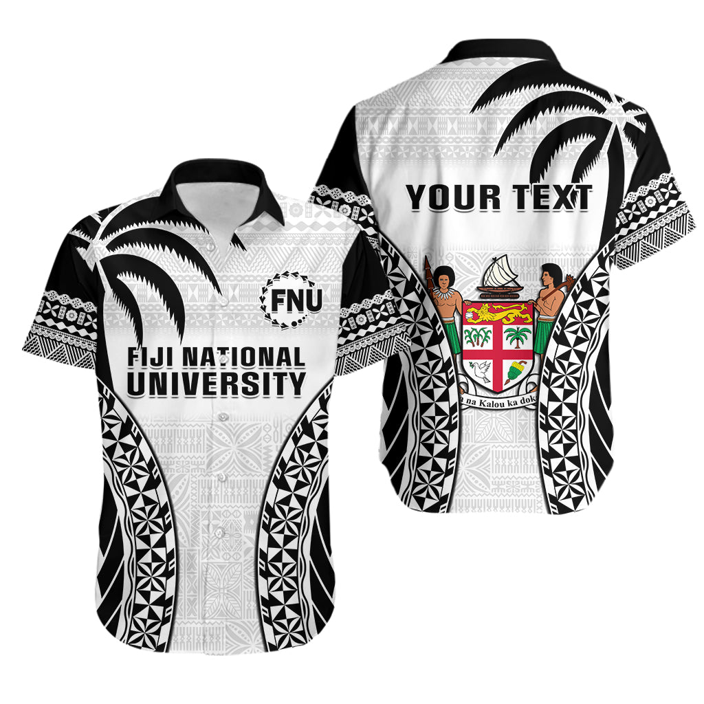 (Custom Personalised) Fiji University Matching Outfit For Couple Combo Dress And Hawaiian Shirt National Fijian Tapa Pattern White