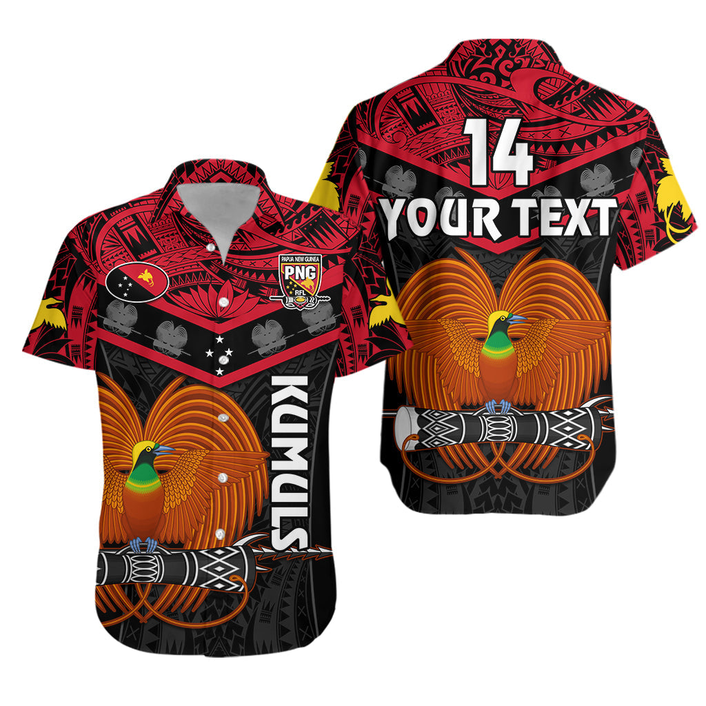 Custom Text And Number Papua New Guinea Rugby Hawaiian Shirt PNG Kumuls Bird Of Paradise Black