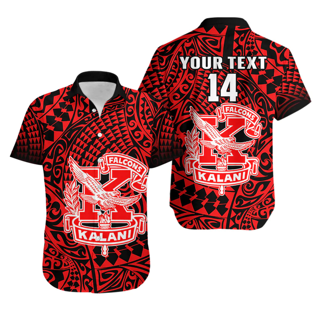 Custom Text And Number Hawaii Hawaiian Shirt Kalani High School Tribal Kakau