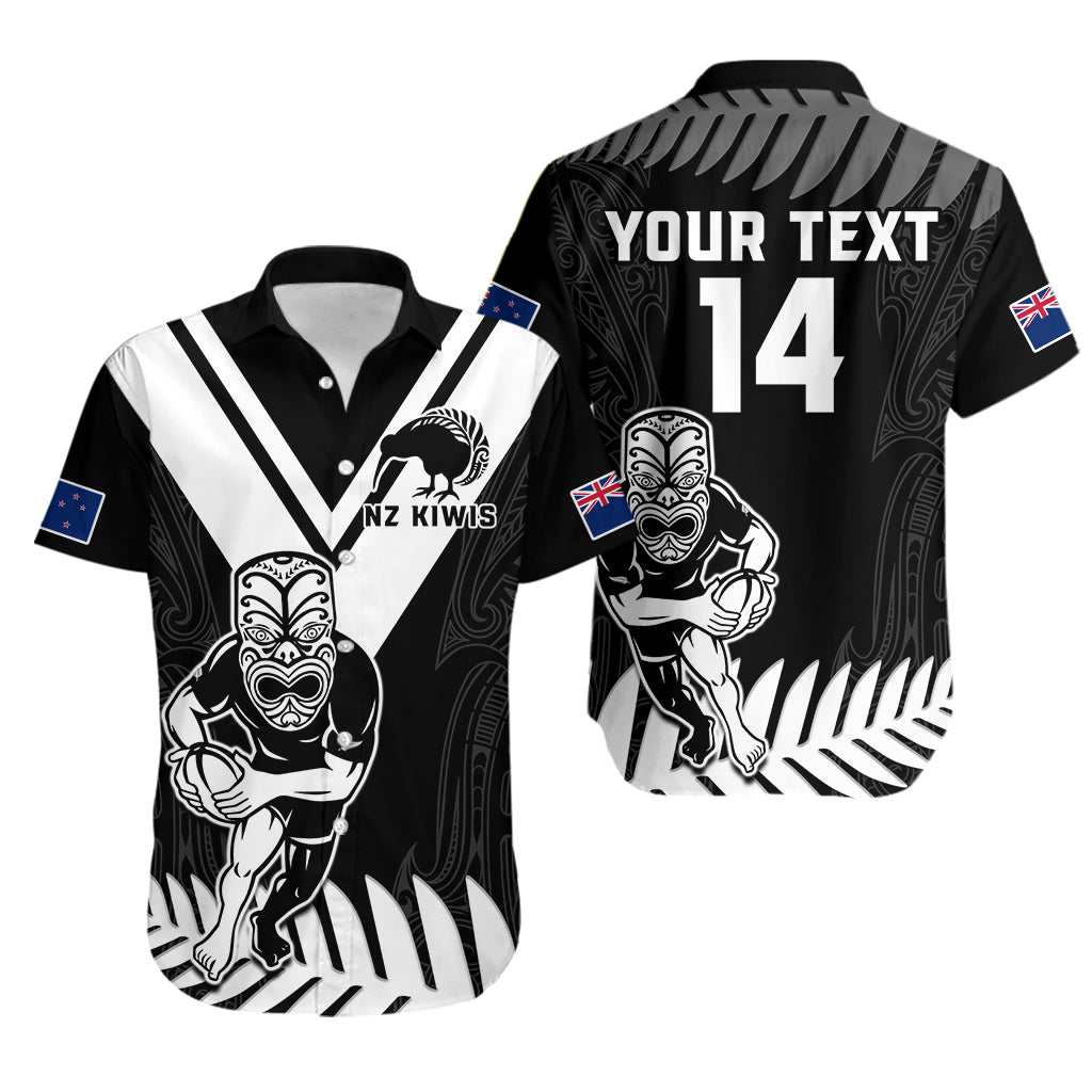 Custom Text And Number New Zealand Silver Fern Rugby Hawaiian Shirt NZ Kiwi Pacific Maori Sporty