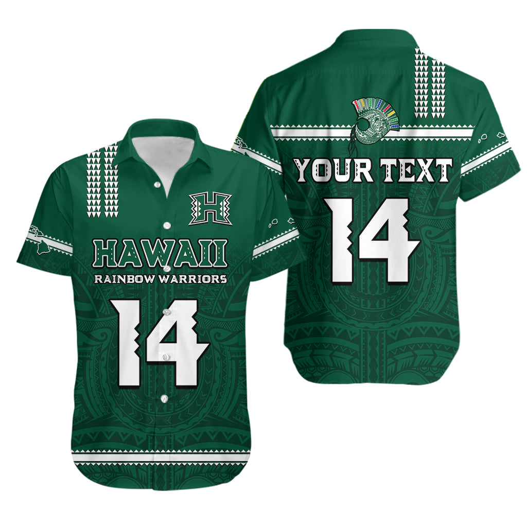 Custom Text And Number Hawaii Football Hawaiian Shirt Kakau Rainbow Warriors Helmet Go Bows