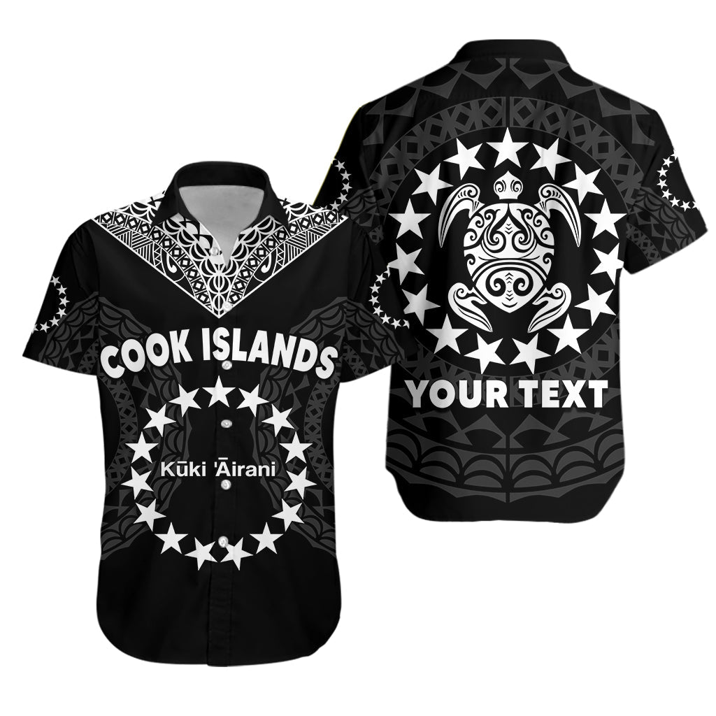 Custom Personalised Islands Hawaiian Shirt Circle Pattern Mix Sea Turtle Black Version