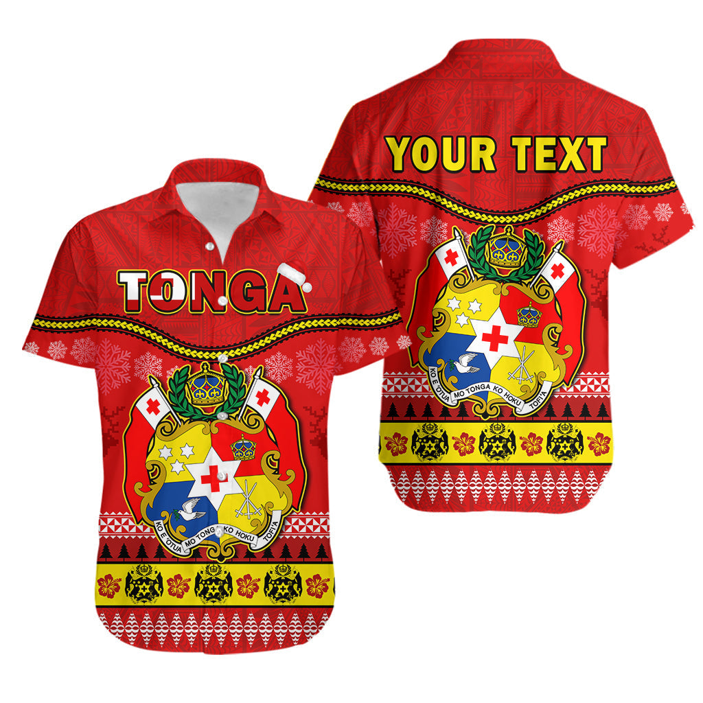 Custom Personalised Tonga Christmas Hawaiian Shirt Tongan Ngatu Kilisimasi Fiefia