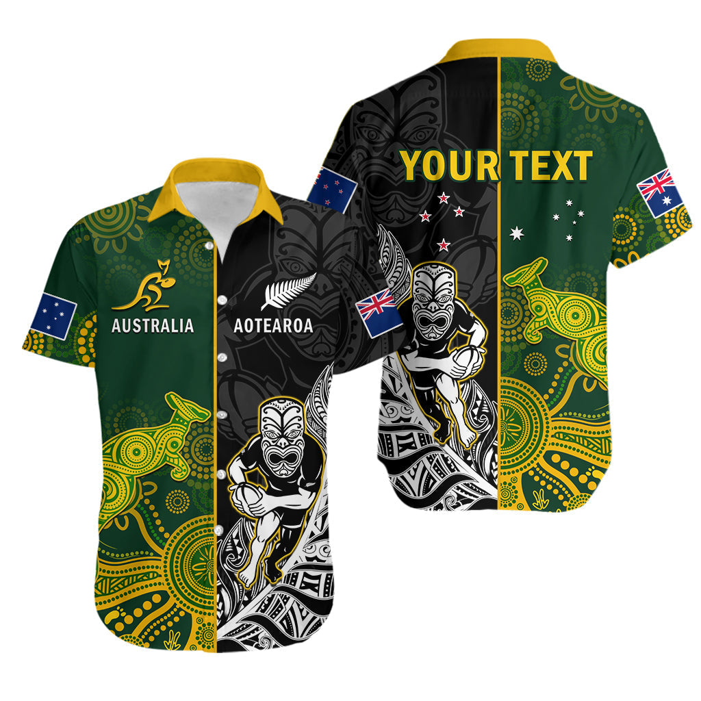 Custom Personalised Australia Rugby Mix Aotearoa Rugby Hawaiian Shirt Wallabies All Black Special Version