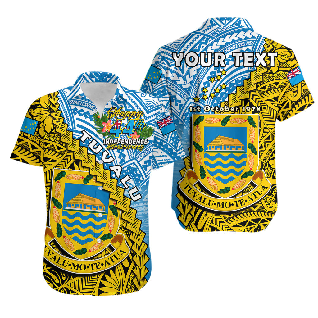 Custom Personalised Tuvalu 1978 Hawaiian Shirt Happy 44th Independence Anniversary Polynesian Pattern