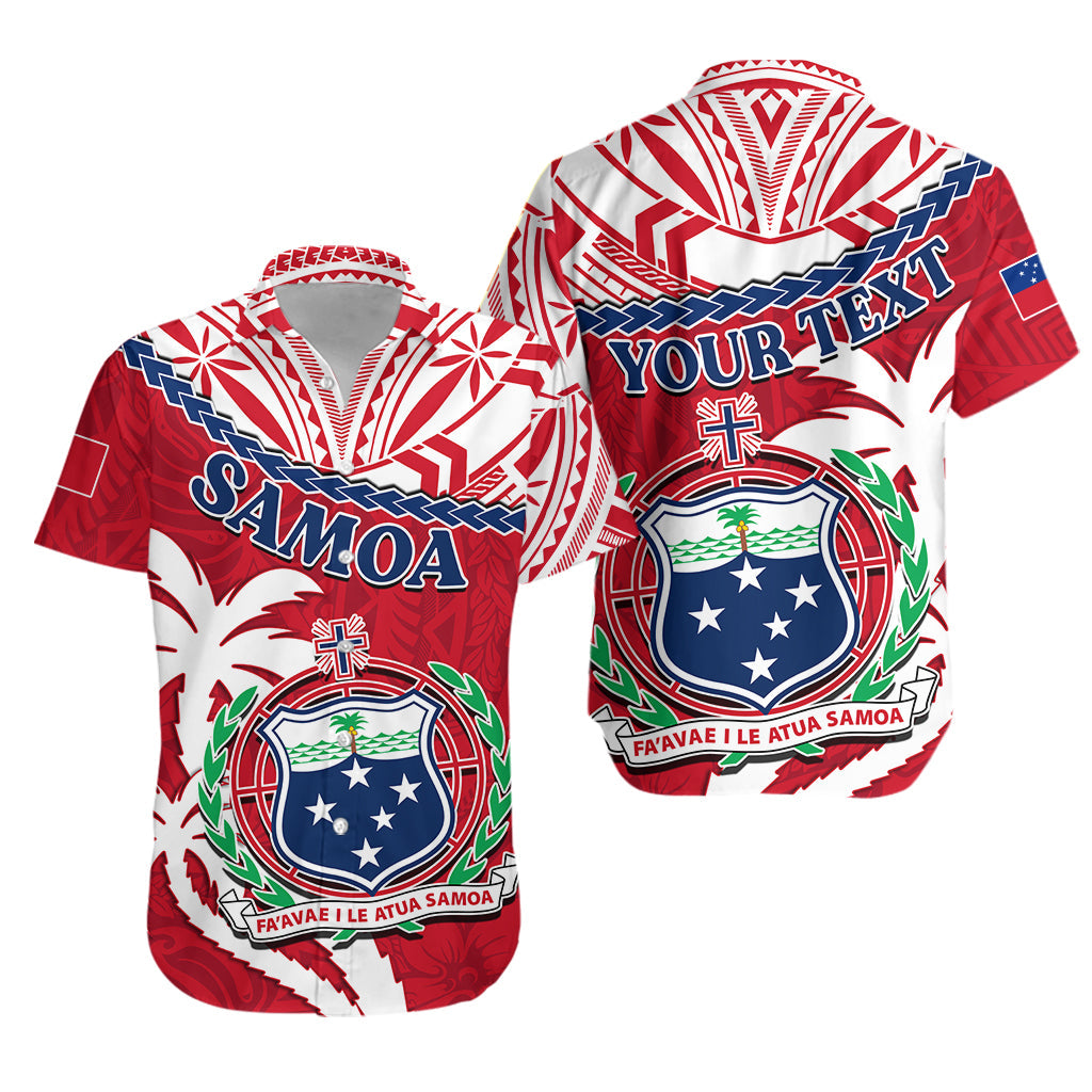 Custom Personalised Samoa Hawaiian Shirt Samoan Coat Of Arms With Coconut Red Style