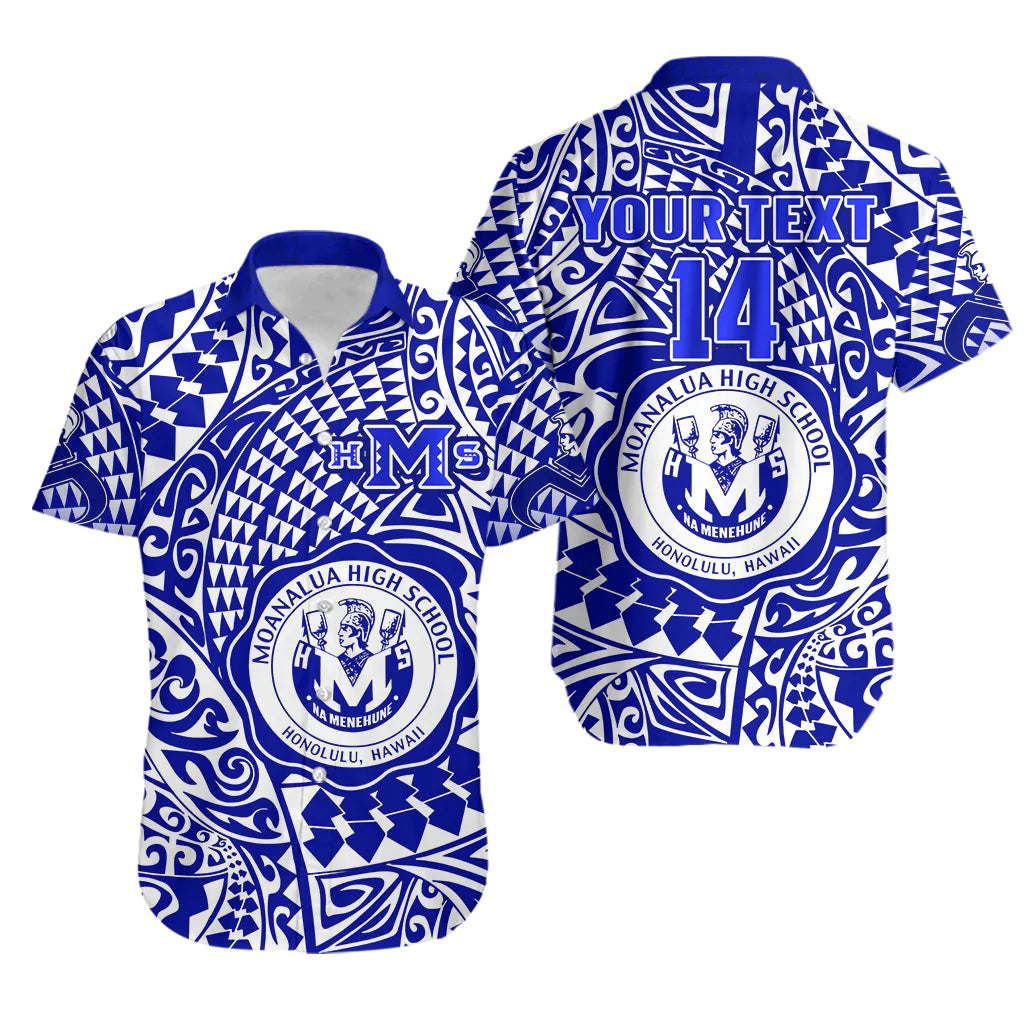 Custom Text And Number Hawaii Hawaiian Shirt Moanalua High School Tribal Kakau
