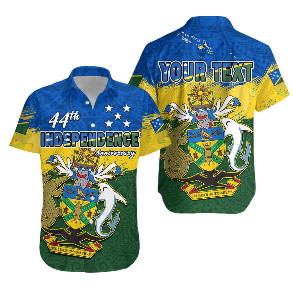 Custom Personalised Solomon Islands Hawaiian Shirt Happy 44th Independence Anniversary Polynesian Pattern