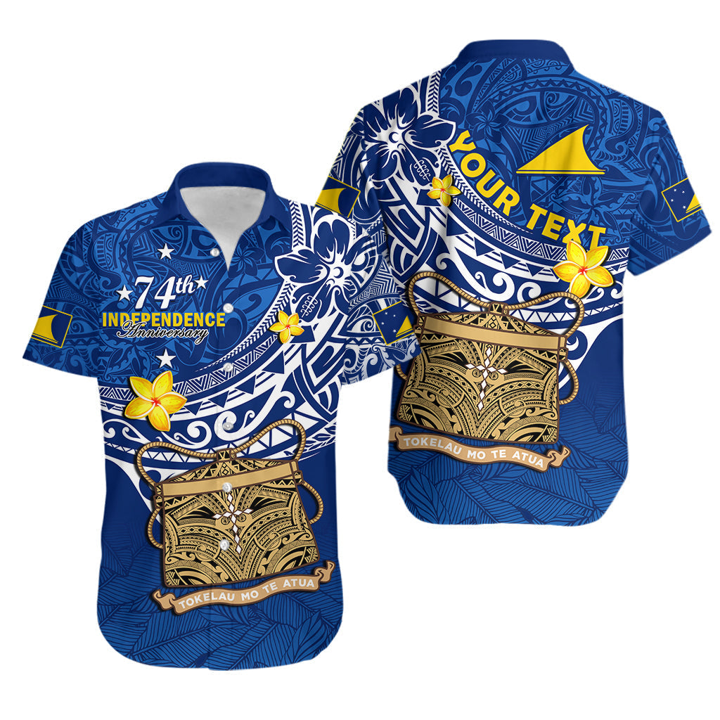 Custom Personalised Tokelau Hawaiian Shirt National Badge Polynesian Happy 74th Independence Anniversary