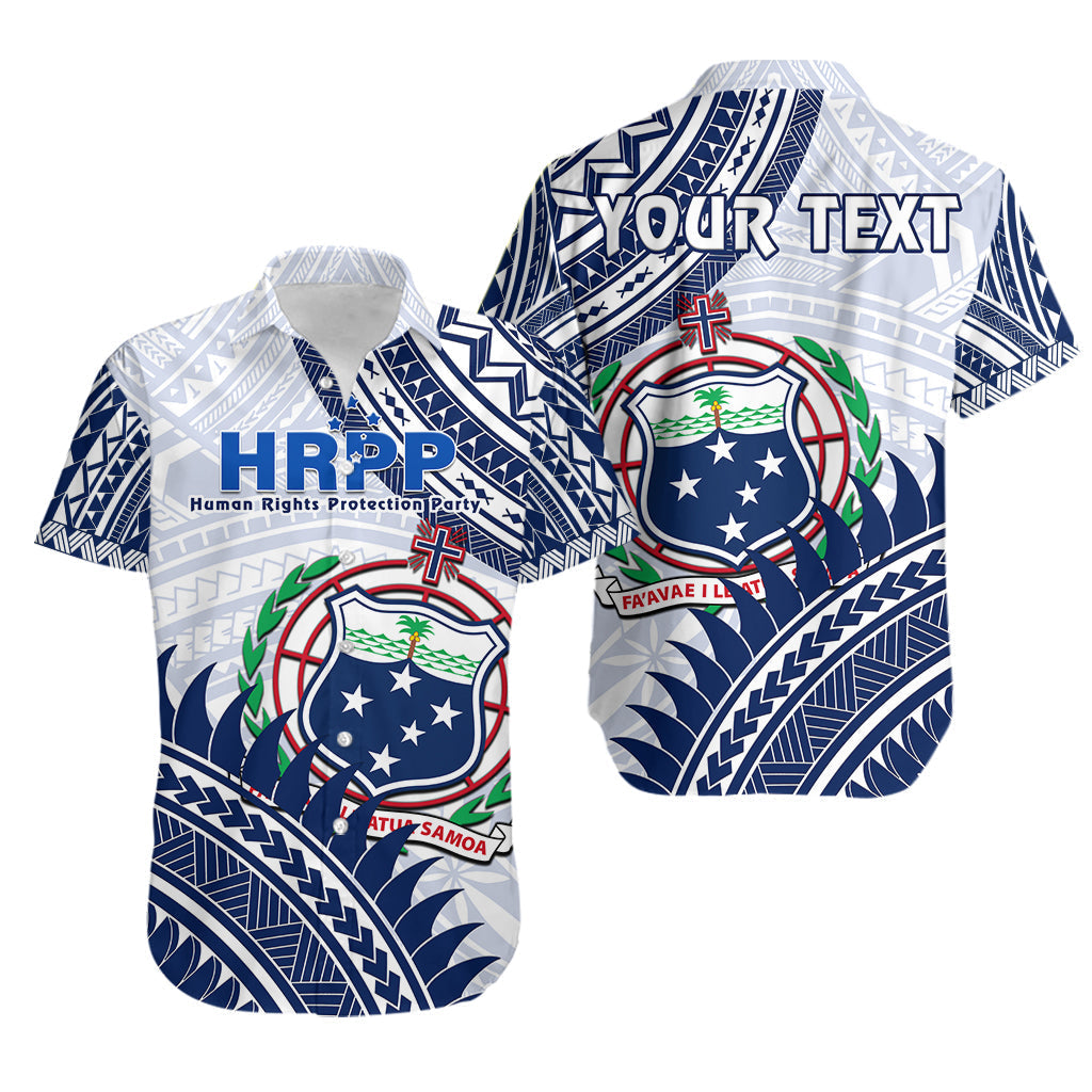 Custom Personalised HRPP Samoa Hawaiian Shirt Samoan Coat Of Arms Polynesian Pattern