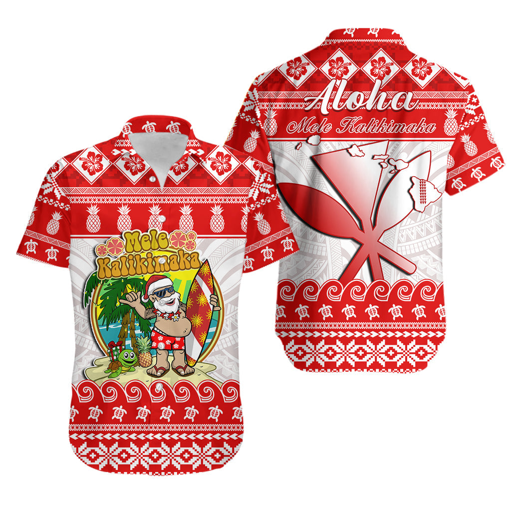 Hawaii Christmas Hawaiian Shirt Kanaka Polynesian Santa Claus Mele Kalikimaka