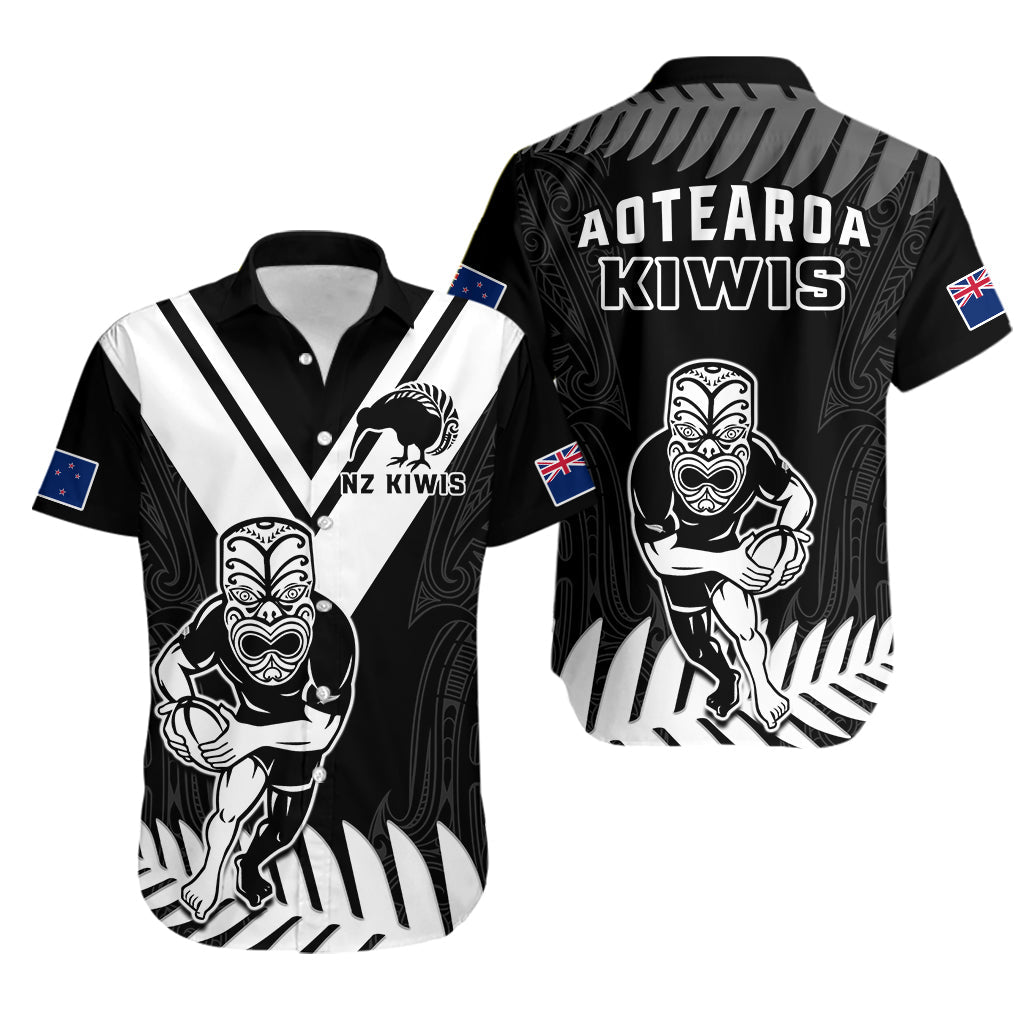 New Zealand Silver Fern Rugby Hawaiian Shirt NZ Kiwi Pacific Maori Sporty