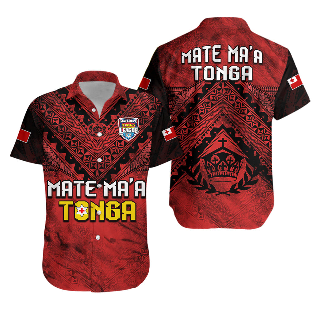 Tonga Rugby MMT Hawaiian Shirt Ngatu Mate Maa Tonga Grunge