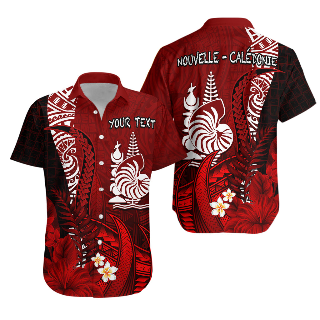 Custom Personalised New Caledonia Hawaiian Shirt Nautilus Red Polynesian Hibiscus