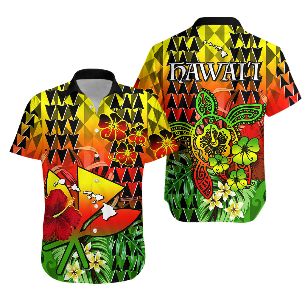Hawaii Flowers Hawaiian Shirt Color Tribal Pattern Hawaiian