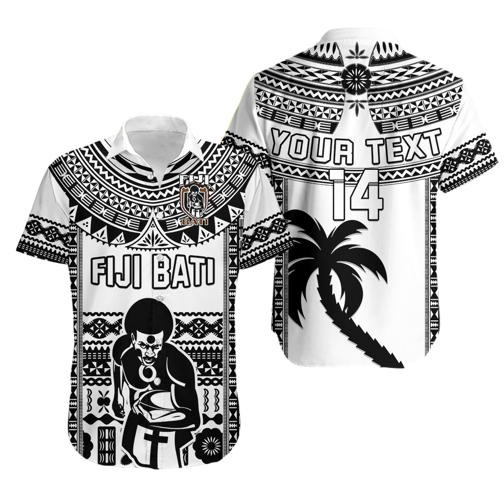 Custom Text And Number Fiji Rugby Hawaiian Shirt Pacific The Bati Black Fijian Tapa