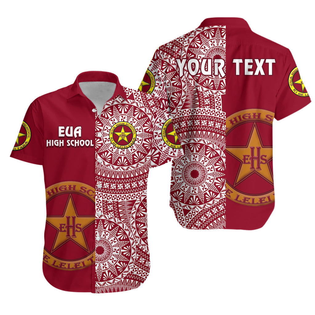 Custom Personalised Tonga Eua High School Hawaiian Shirt Tongan Ngatu Pattern