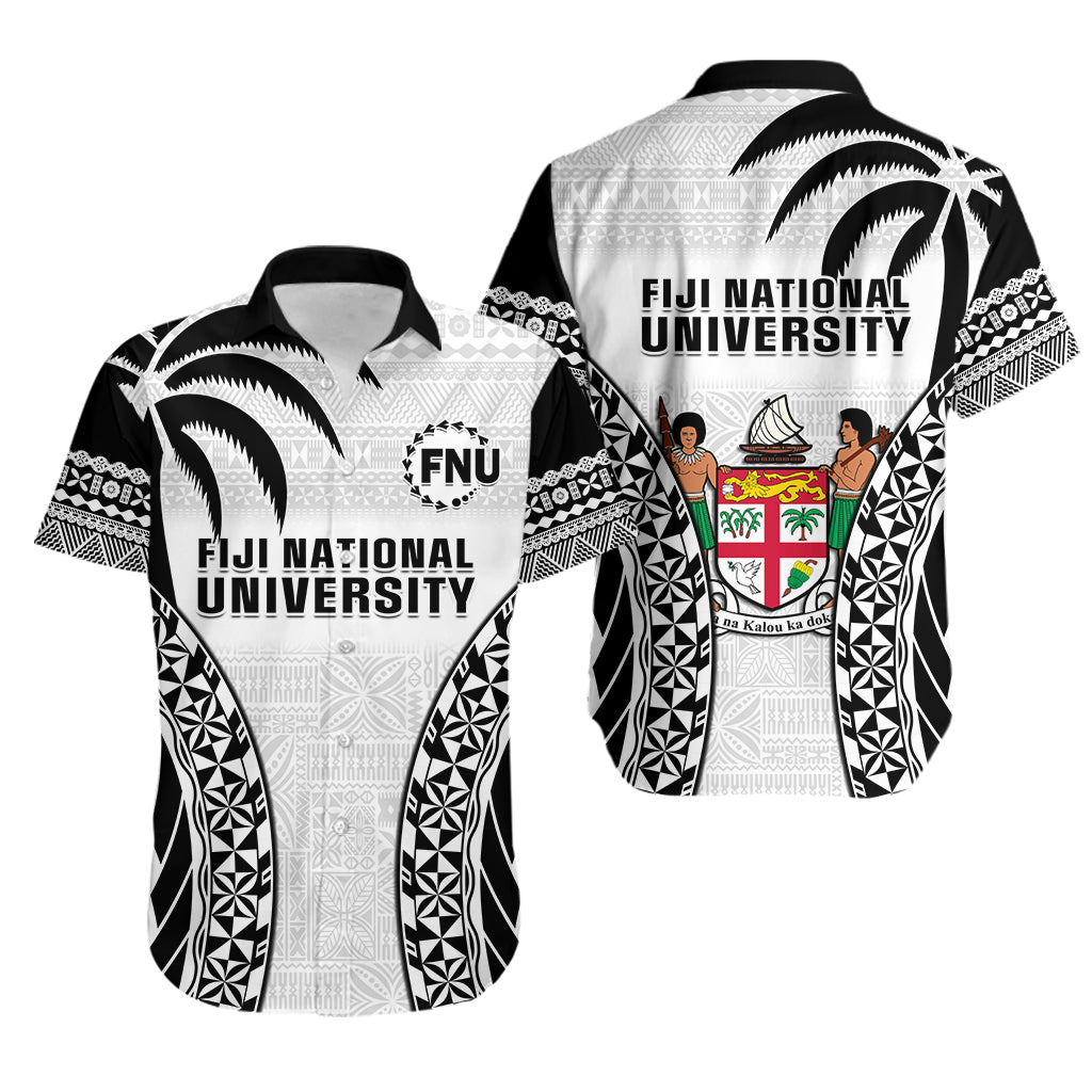 Fiji University Hawaiian Shirt National Fijian Tapa Pattern White