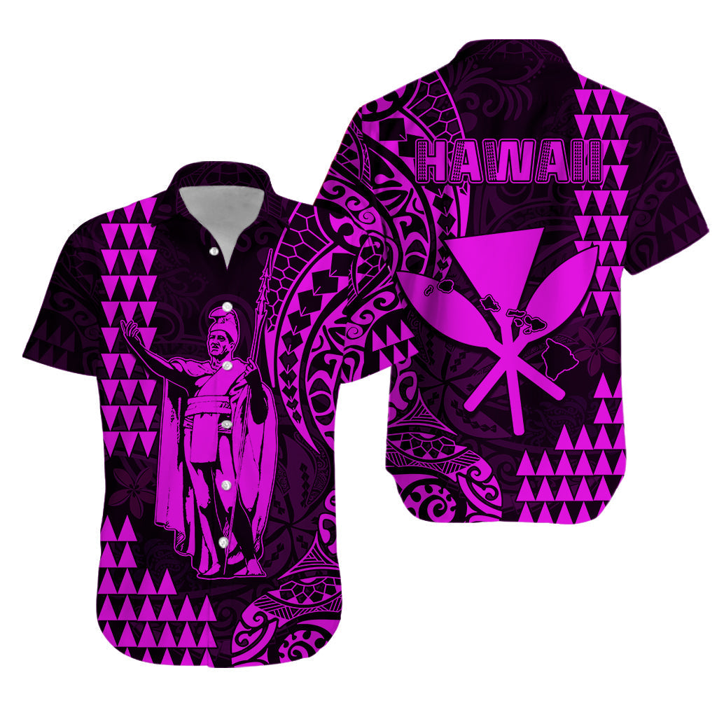 Hawaii Day Kakau Hawaiian Shirt Proud To Be Hawaiian Purple King Kamehameha and Kanaka Maoli