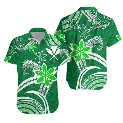 (Custom Personalised) Hawaii Couple Outfits Hawaii Flowers Wave Combo Dress and Hawaiian Shirt Kanaka Maoli Green Polynesian