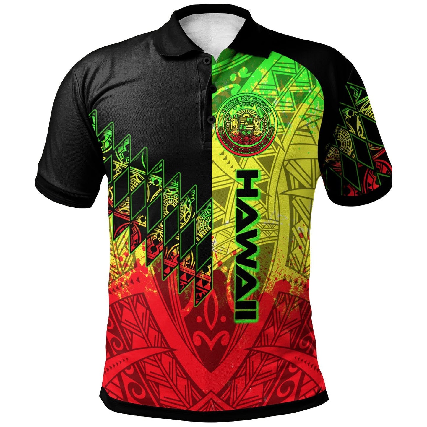 Hawaii Polo Shirt - Reggage Color Symmetry Style