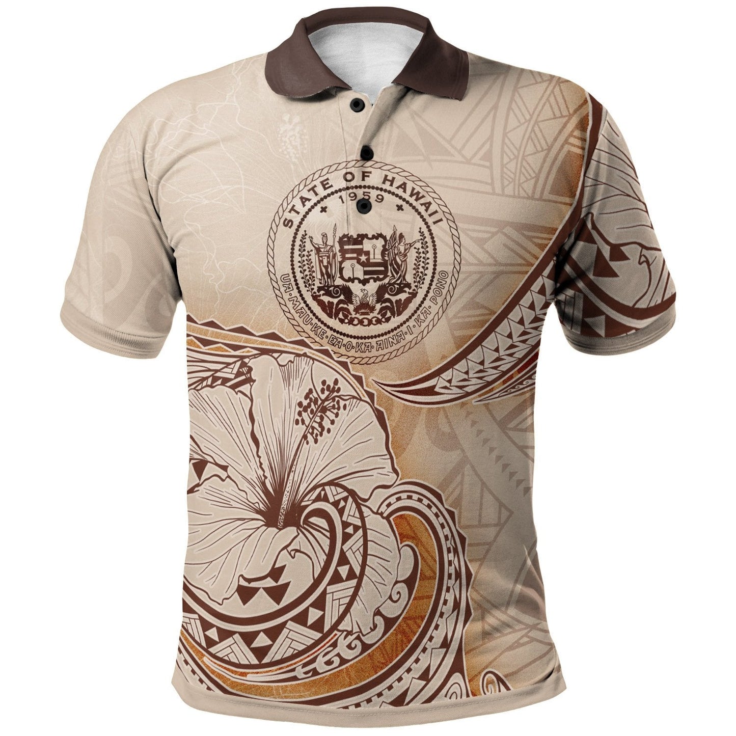 Hawaii Polo Shirt - Hibiscus Flowers Vintage Style