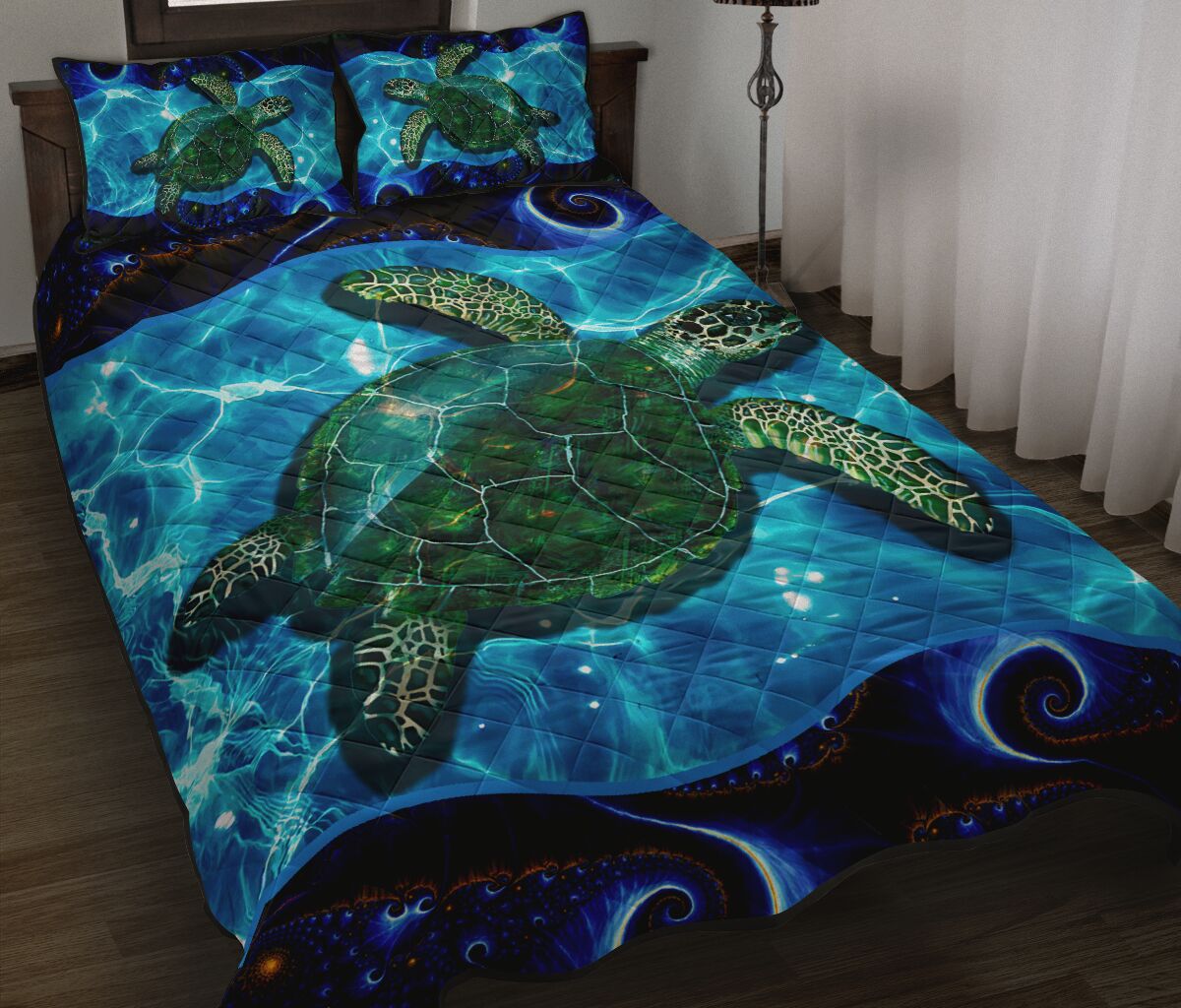 Hawaii Turtle Ocean Quilt Bed Set Ocean Deep AH