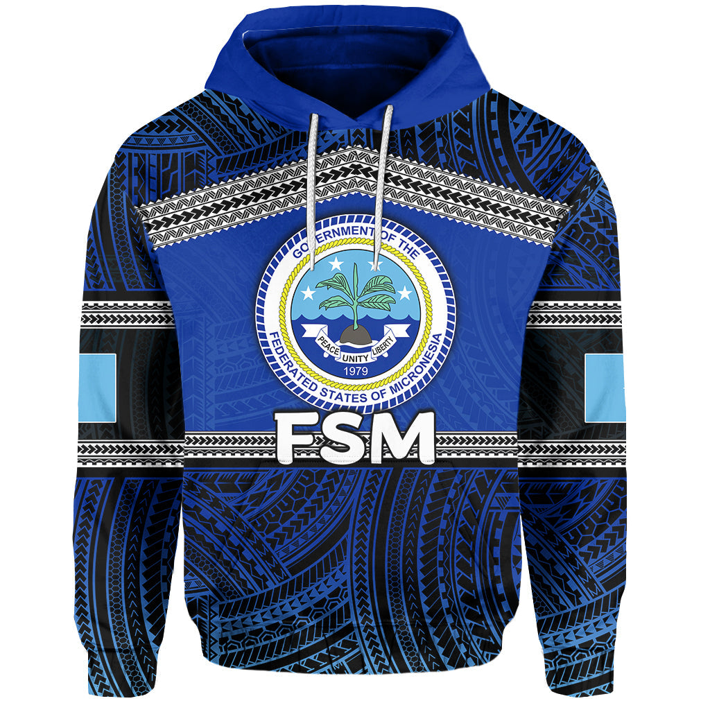 Custom Text Federated States of Micronesia Hoodie Polynesian Patterns