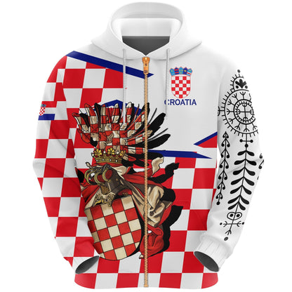 Croatia Zipper Hoodie Croatian Tattoo