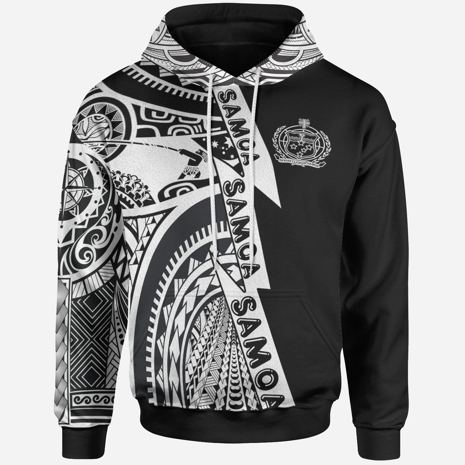 Samoa'll Over Hoodie Samoa Coat Of'rms White New