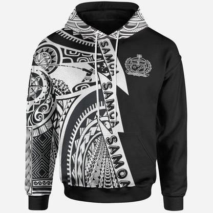 Samoa'll Over Hoodie Samoa Coat Of'rms White New