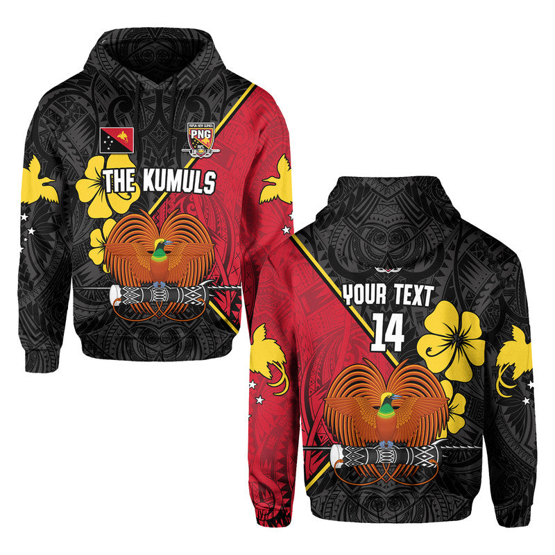 ( Text and Number) The Kumuls PNG Hoodie Papua New Guinea Polynesian Dynamic Style Black