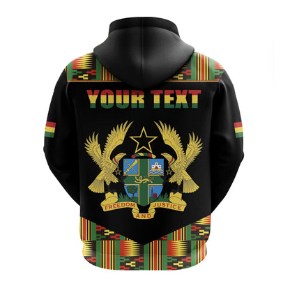 Custom Ghana Zip Hoodie Proud Ankara Kente