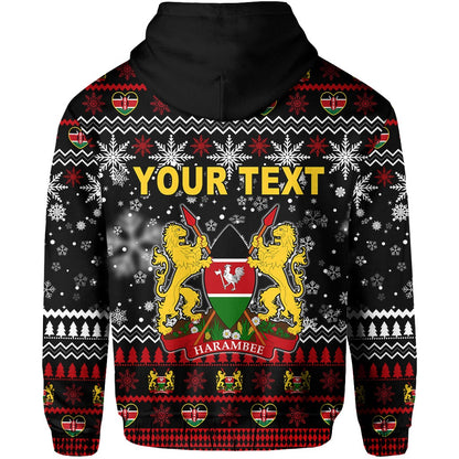 Kenya Christmas Personalized Zip Hoodie Shield Mix African Pattern