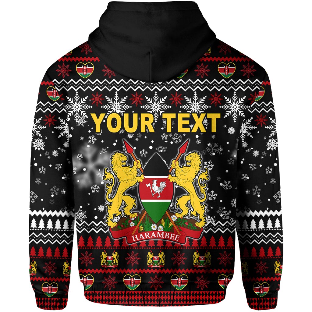 Kenya Christmas Personalized Hoodie Shield Mix African Pattern