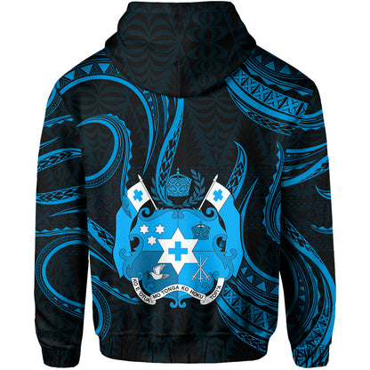 ( Personalised) Tonga Pattern Zip Hoodie Always Proud Version Blue