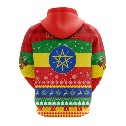 Ethiopia Personalized Zip Hoodie Merry Christmas Mix African Pattern