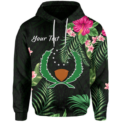 ( Personalised) Pohnpei Micronesia Green Hoodie Tropical Flowers