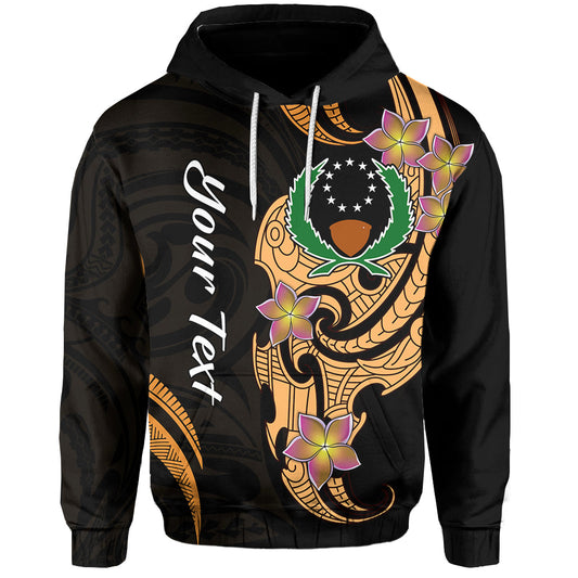 Custom Text Pohnpei Simple Hoodie Tropical Flowers