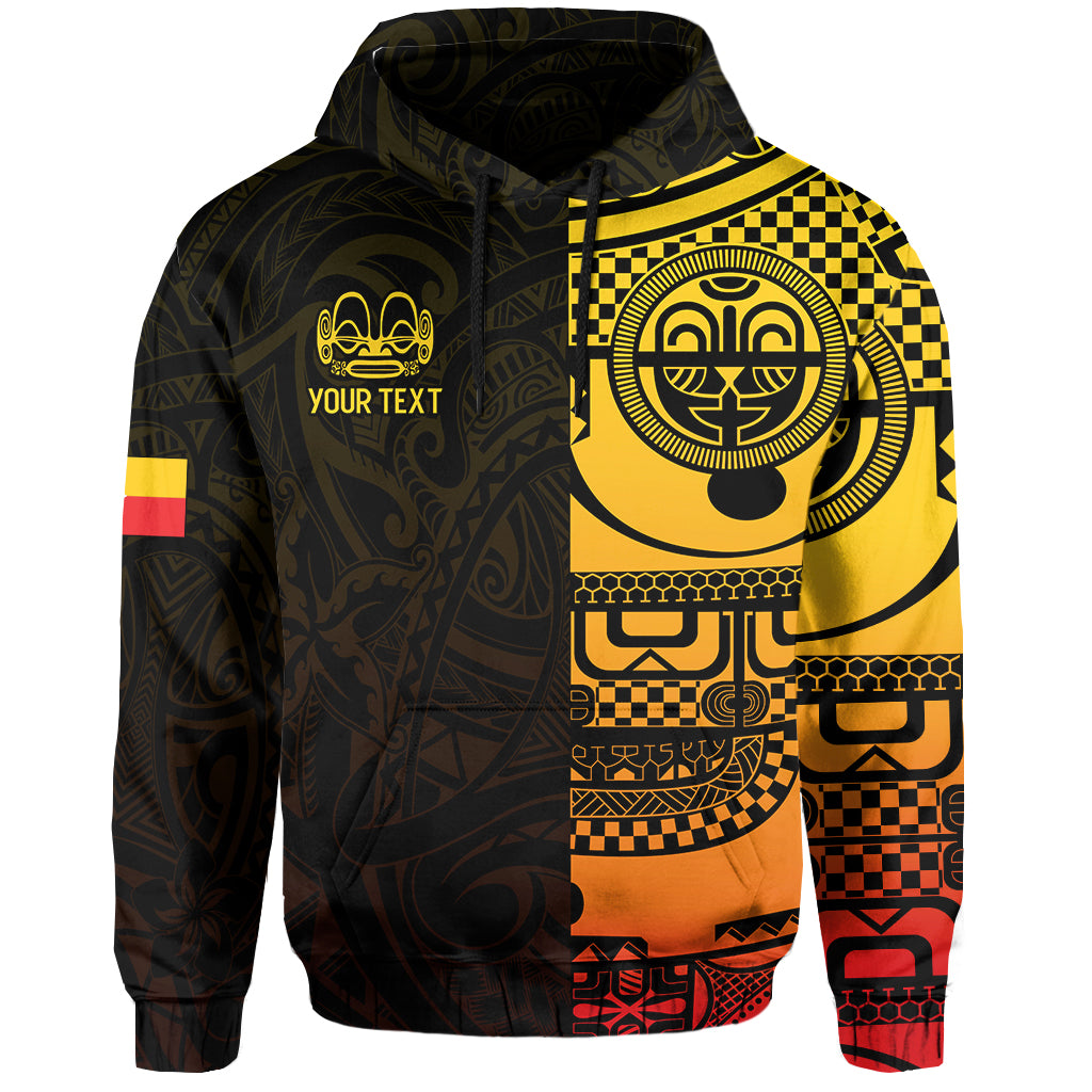 Custom Text Marquesas Islands Tiki Hoodie Gradient Marquesan Tattoo