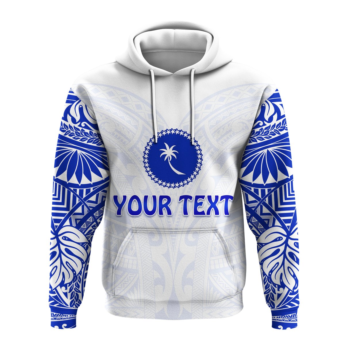 ( Personalised) Chuuk Hoodie Micronesia Simple Pattern White