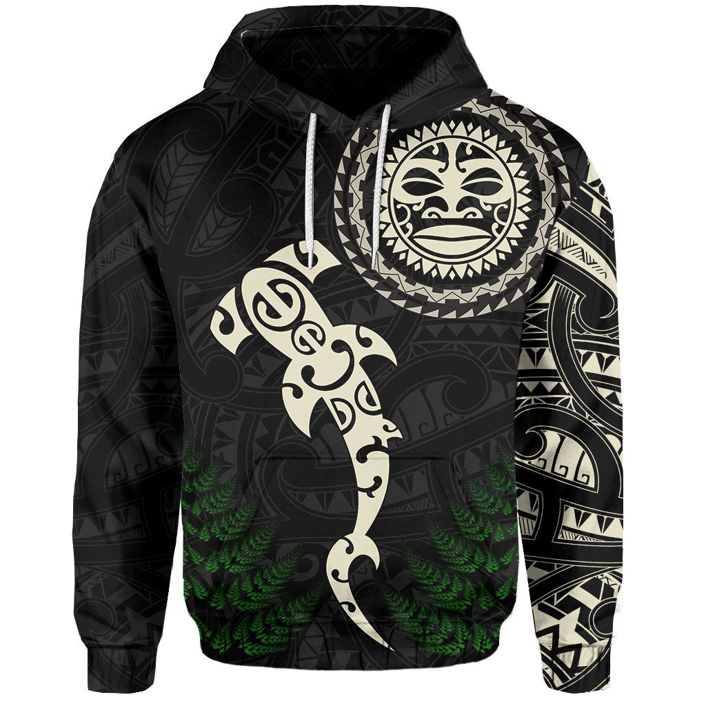 Aotearoa Fern Hoodie Maori Manaia and Fish