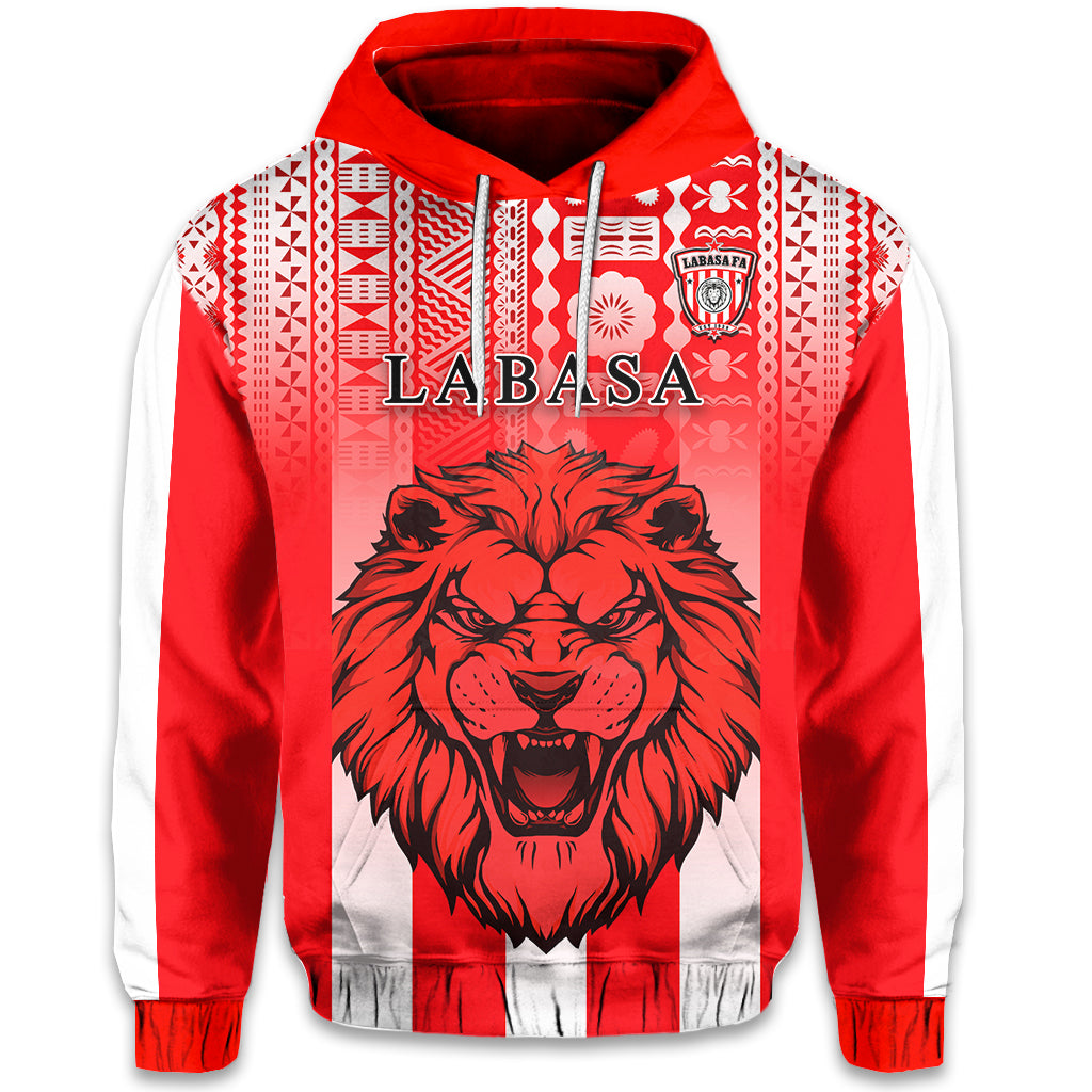 ( Personalised) Football LABASA FA Hoodie Red Lion Fiji Text and Number