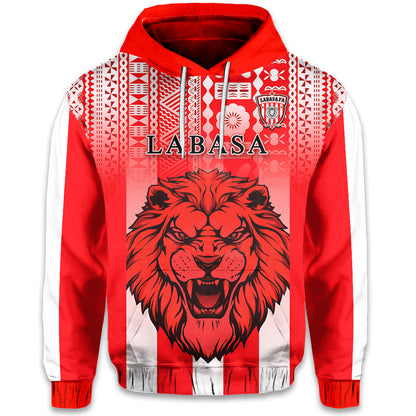 ( Personalised) Football LABASA FA Hoodie Red Lion Fiji Text and Number