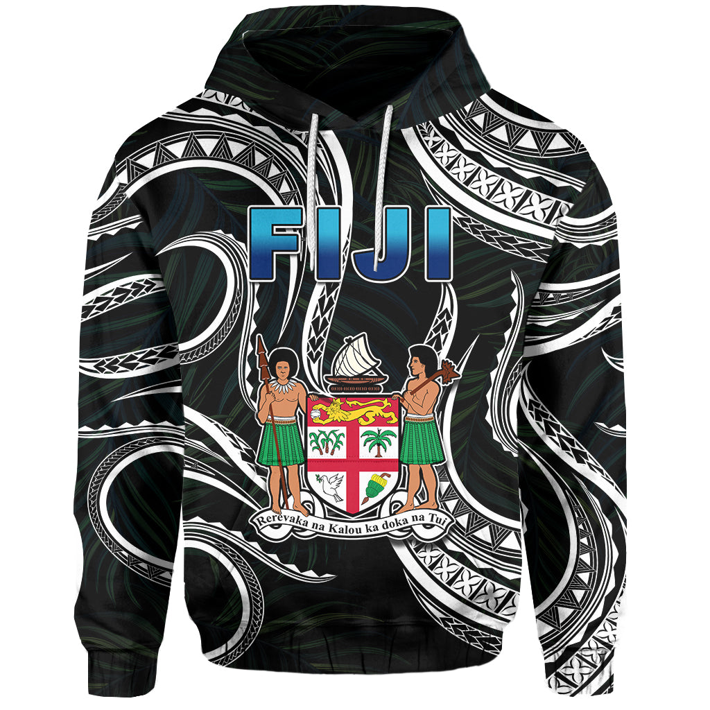 Fiji Coat of Arms Hoodie Polynesian mix Coconut Pattern