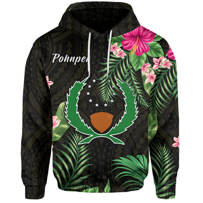 Pohnpei Micronesia Gold Hoodie Tropical Flowers