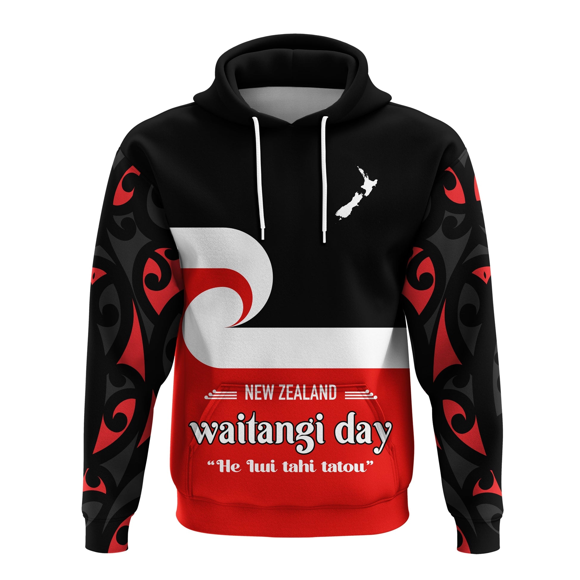 Waitangi Day Hoodie Maori Fern and Tino Rangatiratanga Flag