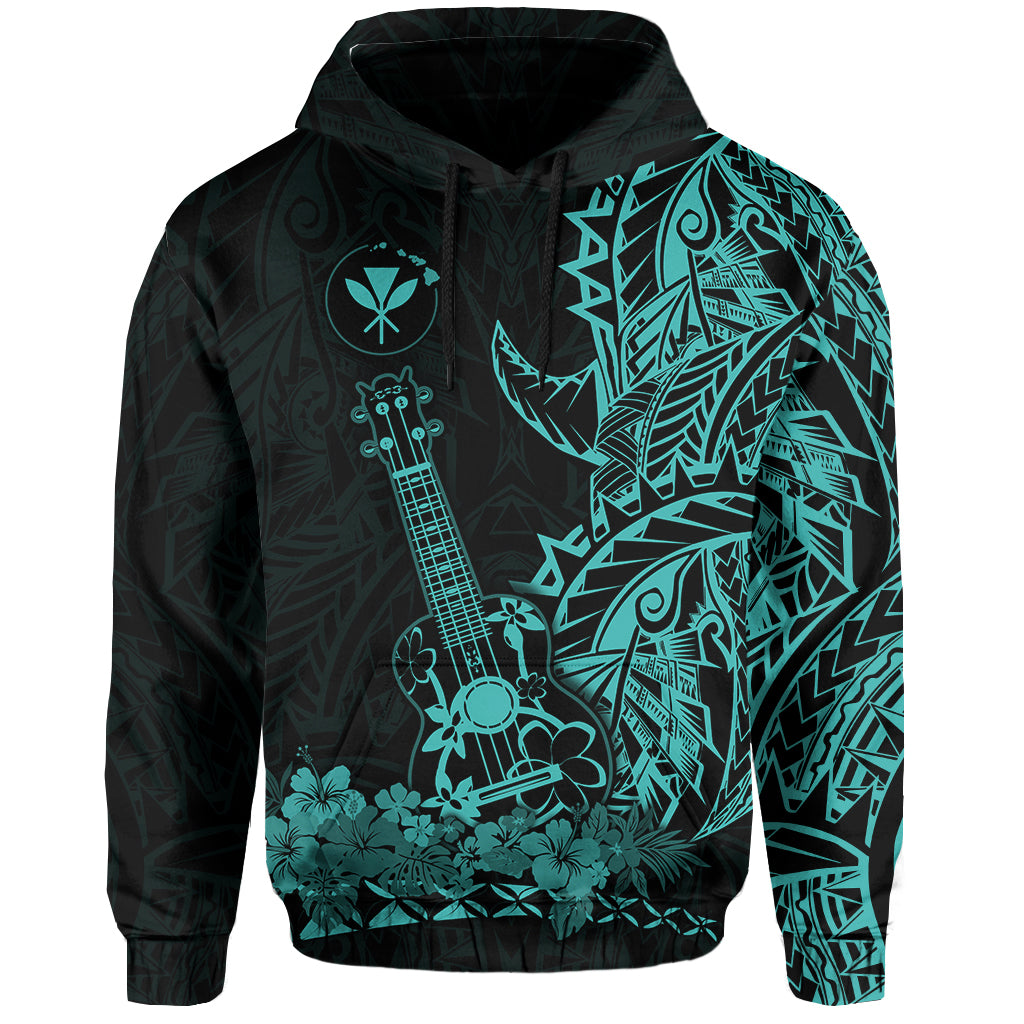 Hawaii Polynesian Hoodie Ukulele Turquoise