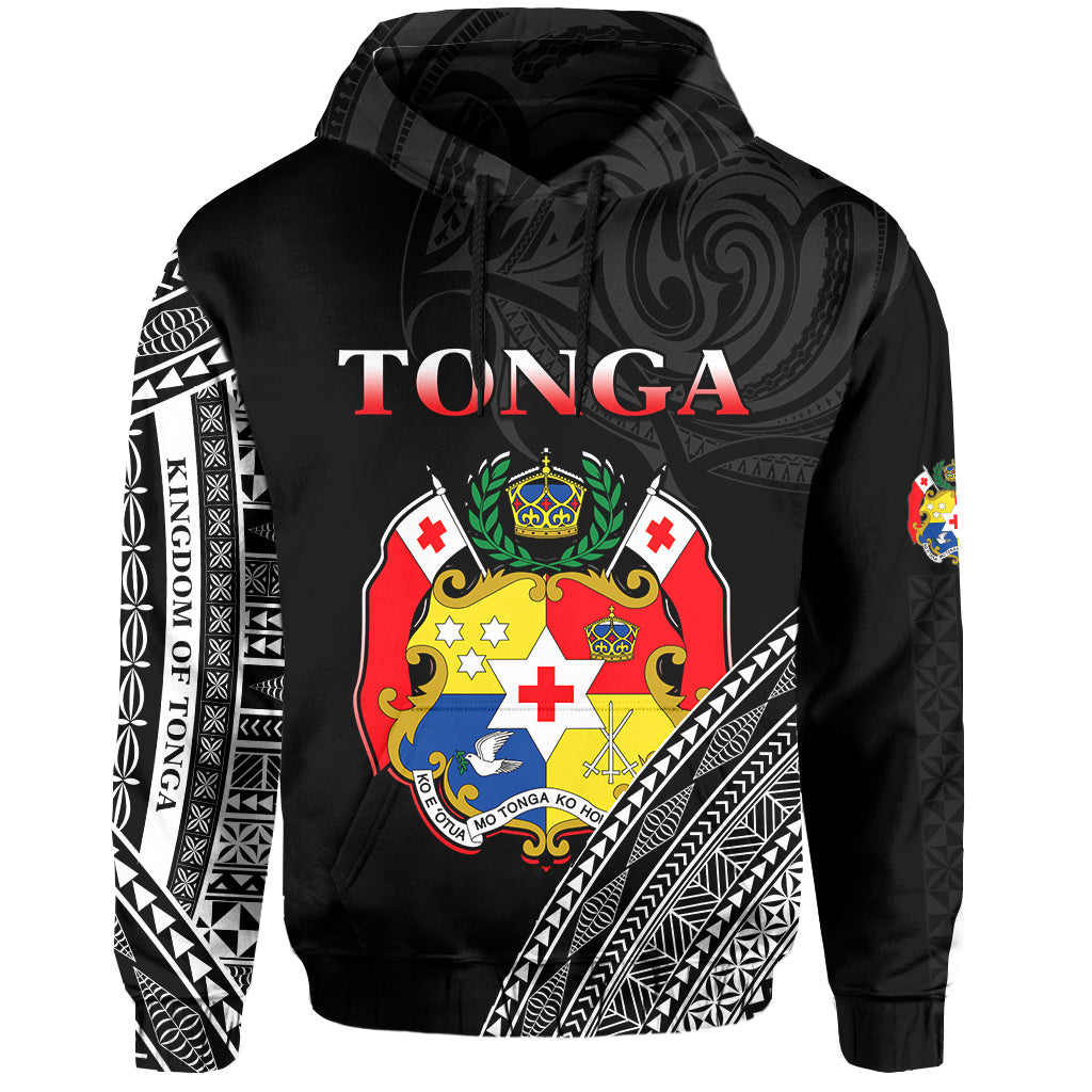 Tonga Hoodie Tongan Pattern Blithesome Version Black